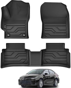 Floor Mats for Toyota Corolla 2020-2025 2026 Sedan (Not Fit for Hatchback and Cross), Custom Fit All-Weather TPE Floor Liners, Front & 2nd Row Mat for Corolla Car Accessories by Partzer