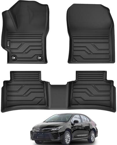 Floor Mats for Toyota Corolla 2020-2025 2026 Sedan (Not Fit for Hatchback and Cross), Custom Fit All-Weather TPE Floor Liners, Front & 2nd Row Mat for Corolla Car Accessories by Partzer