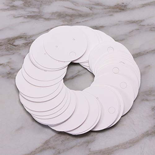 Shapenty 4cm Diameter Small Round Blank Kraft Paper Ear Studs Earring Display Cards Price Label Tag Jewelry Cards Holder, 50PCS (White) - Image 3