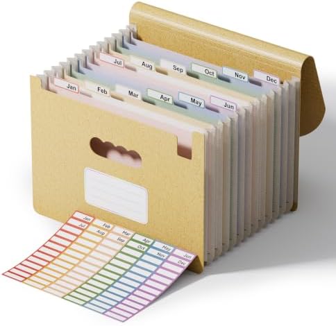 ThinkTex 12-Pocket Accordion File Organizer, Letter & A4 Size, 16 Colors by ThinkTex