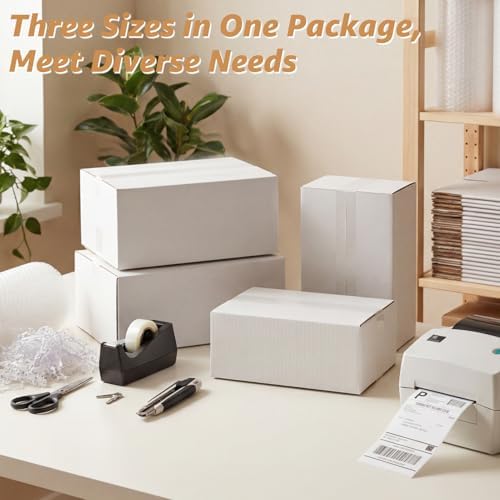EXYGLO 30 Pack 9x6x4, 10x7x5 Assorted Sizes Shipping Boxes for Small Business, Each Size 15 Pack, White Corrugated Cardboard Small Box for Packaging, Moving, Mailing, and Storing - Image 6