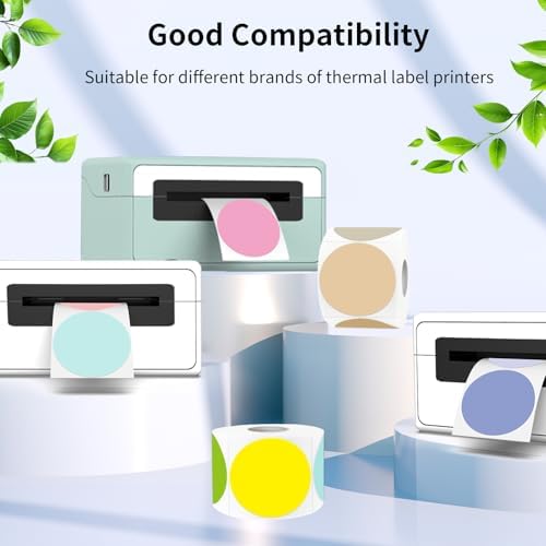 2 Inch Round Thermal Label Stickers, Circle Thermal Stickers Labels, Waterproof Direct Thermals Printer Label-300 Sheets/Autumn Colors - Image 4