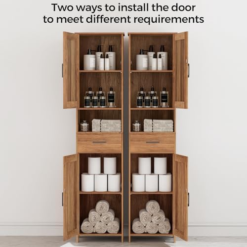 Homhedy 67" H Tall Bathroom Storage Cabinet with Barn Doors and Drawer - Image 5