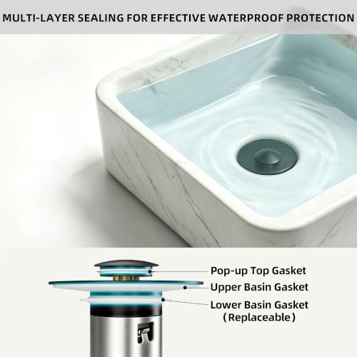 Bathroom Sink Stopper, 3 in 1 Bathroom Sink Drain Strainer Universal Pop Up Sink Stopper with Removable Hair Catcher Anti-Clog Filter Basket Brass & Stainless Steel Oil Rubbed Bronze 1 PC - Image 5