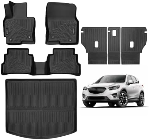 Naibeve Floor Mats for 2013-2016 Mazda CX-5 - All Weather Custom for Mazda CX-5 Floor Mats Liners 2 Row & Cargo Liner & Seats Back Cover Behind 2rd Row(Floor Liner+Trunk Mat+Backrest Mats) - Image 3