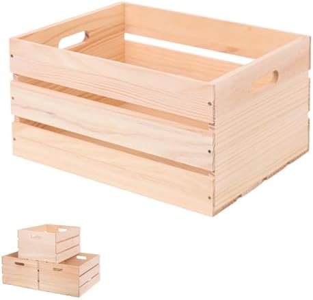 Large Wood Crates for Storage decor Display , Wooden Crate Holds to 50 Lb by woodenwinerack