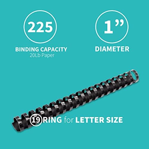 Binditek Plastic Binding Comb Spines, 1 Inch, 19 Ring, Black, 50 Pack - Image 4