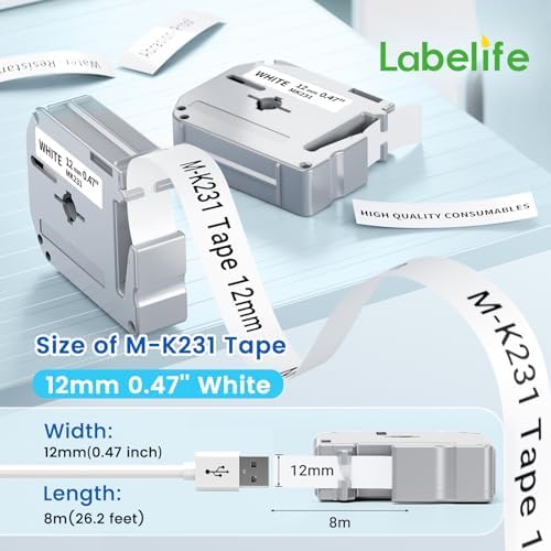 Labelife M-K231 Replace for M-K231s Brother M Tape 12mm 0.47 White P Touch - Image 3