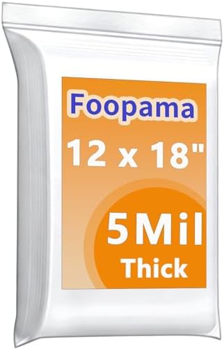 20PCS 12"x 18"Thick 5 Mil Reclosable Large Clear Zip Poly Lock Plastic Bags by Foopama