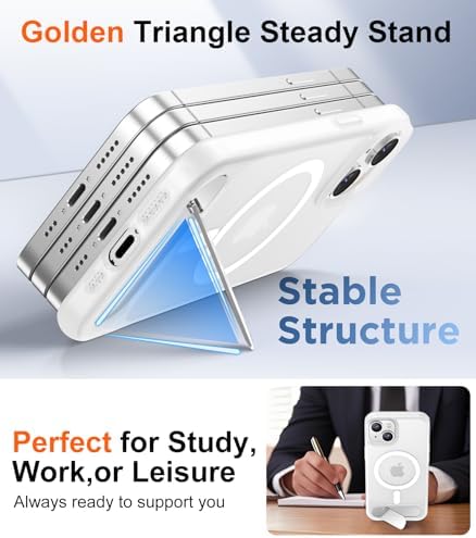 Temdan Magnetic Compatible with iPhone 14 Case/iPhone 13 Case,[Built-in Invisible Kickstand][Compatible with MagSafe][Military Grade Shockproof] Slim Translucent Matte Phone Case for iPhone 14/13 6.1" - Image 5