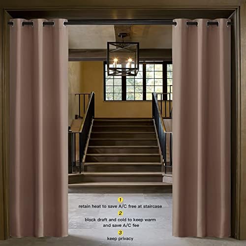 NICETOWN Sound Reducing Room Divider Curtain Screen Partition, Function Thermal Blackout Patio Door Curtain Panel, Sliding Door Insulated Curtain, Cappuccino, 2.8ft Wide x 6.7ft Long - Image 2