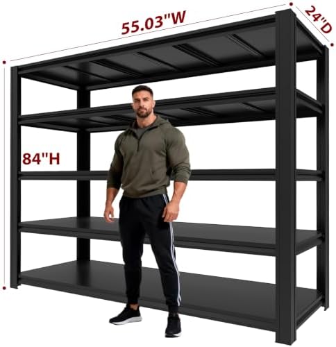 5,000 lbs Heavy-Duty Storage Shelves, 5-Tier Garage Shelving, Adjustable Shelving Units, Industrial Shelving, for Garage Storage, Garage Storage Shelves (5T-84H x 55.03W x 24D) * 3 - Image 3