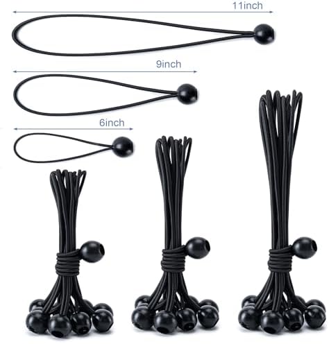30 Pack Ball Bungee Cord, Heavy Duty Bungie Cord Balls (6" 9" 11",Black) - Image 3