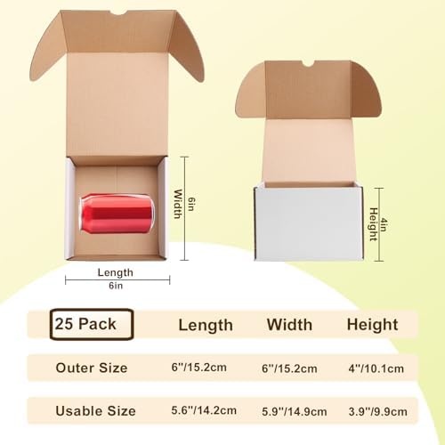 WIFTREY 25 Pack 6X6X4 Small Shipping Boxes for Business, White Corrugated Cardboard Box 6 x 6 x 4 for Mailing Packing Gifts - Image 2