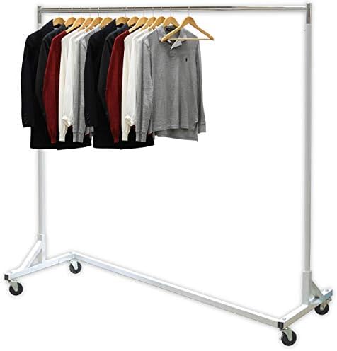 Simple Houseware Industrial Grade Z-Base Garment Rack, 500lb Load with 62 Inches Extra Long Bar, Gray + Small Clear Garment Rack Cover - Image 2