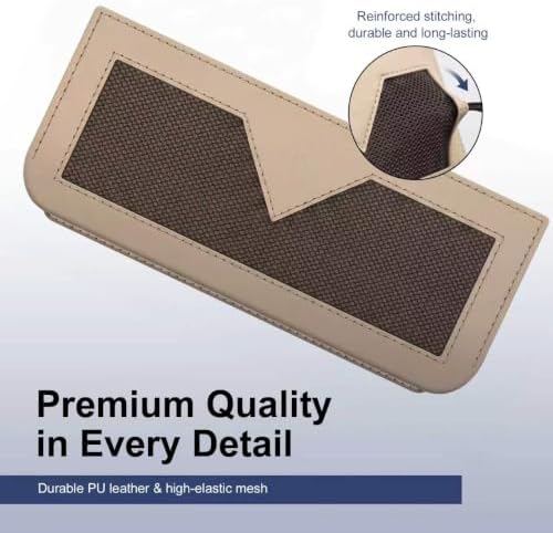 PU Leather Car Seat Gap Storage Pocket, Multifunctional Elastic Mesh Side Organizer, Self-Adhesive Anti-Scratch Car Side Storage Pouch Holds Phone Cards Receipts (Beige) - Image 3