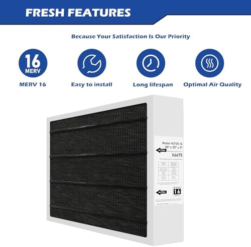 X6675 Merv 16 Air Filter 20x25x5 Efficient Air Filter Compatible with Lennox X6675 and Lennox HCC20-28 Furnace HVAC System, Part Number HCF20-16 1 Pack - Image 3