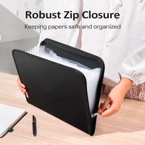Sooez 13 Pocket Accordion File Organizer, Zipper Expanding File Folder A4 - Image 2