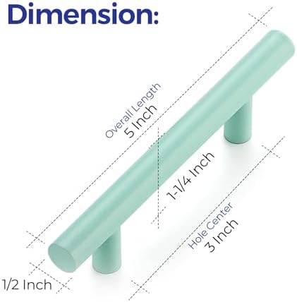 Ravinte Cabinet Handles,5" Length,3" Hole Center,Green,40 Pack - Image 3
