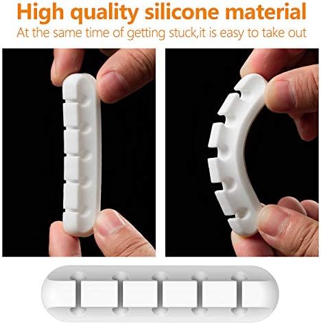 TviewSmart Cord Organizer for Desk, 5 Pack Cord Holders, Cable Clips, White - Image 5