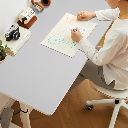 Bloss Large Desk Pad, 47.2" x 24" Desk Mat, Desk Pads on Top of Desks, Computer Mat Non-Slip, Desk Blotter Waterproof, Easy to Clean - Light Grey - Image 3