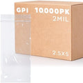 2.5" x 5" Zip Bags, 10000 Pack, 2 Mil, Reclosable Jewelry Bags, GPI by GPI