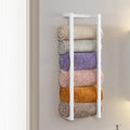 Towel Rack for Rolled Towels, Towel Rack for Bathroom,Wall Mounted Metal Bathroom Organizer, Bath Towel Holder Wall for Modern Small Space Bathroom Towel Storage (White) by Roeveca