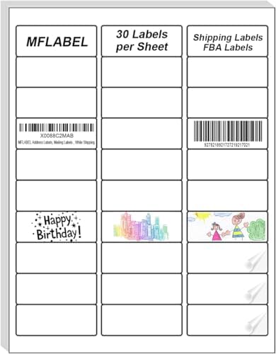 MFLABEL 1" x 2-5/8" Address Labels for Laser & Inkjet Printers 15,000 White Shipping Stickers(500Sheets,30/Sheet)+48 Free Fragile Stickers | Easy to Peel,Mailing Labels for Packages, Shipping by MFLABEL