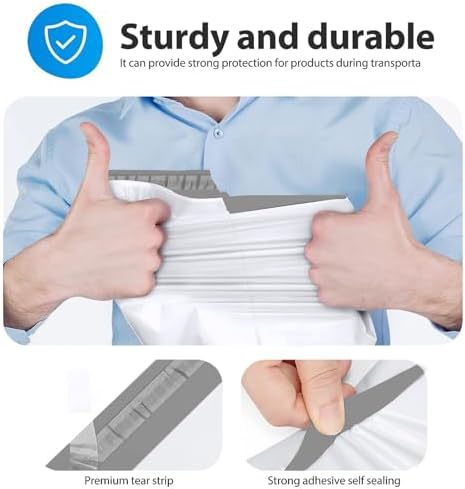 Fuxury Poly Mailers 10x13 Inch 100 Pack,Shipping Bags for Clothes,White - Image 3