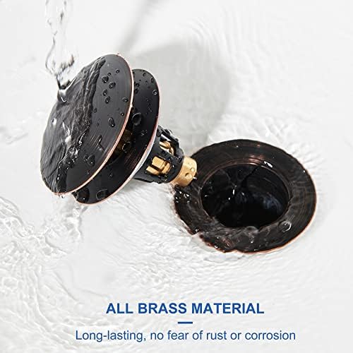 Universal 3-in-1 Bathroom Sink Stopper - Pop Up Sink Drain Stopper, Push Button Sink Drain Stopper Replacement, Wash Basin Drain Filter Plug with Anti-Clogging Strainer, Oil Rubbed Bronze - Image 4