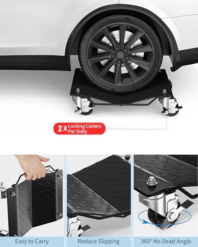Garvee Car Wheel Dolly Set of 2,3000 LBS Capacity Heavy Duty Vehicle Mover Dolly with Brakes for Moving Cars, Trucks, Trailers and Motorcycles, Black - Image 6