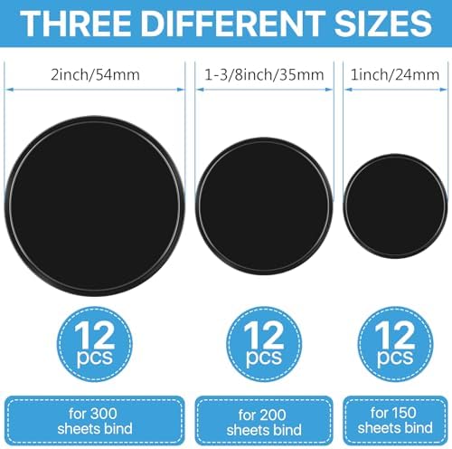 Supkiir 36Pcs Discbound Expansion Discs, (2",1-3/8",1") Black Plastic Book Binding Discs, Binder Rings Disc Notebook Disc Binder System for DIY Notebooks Planner Scrapbooking Supplies - Image 3