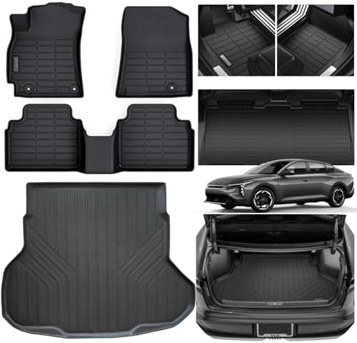 Floor Mats & Trunk Mat for 2025 2026 KIA K4 TPE All Weather Protection Car Floor Mats with Cargo Liners Odorless Anti-Slip Accessories-Black by Unknown