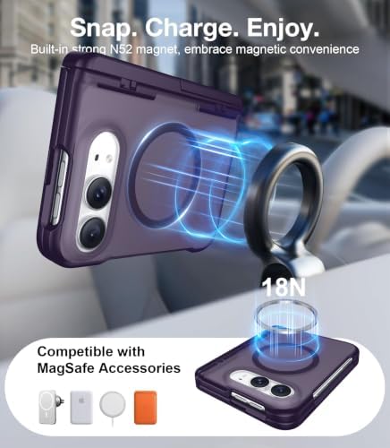 Temdan Magnetic for iPhone Duo Case Ultra Fold with Hidden Stand, Purple - Image 5