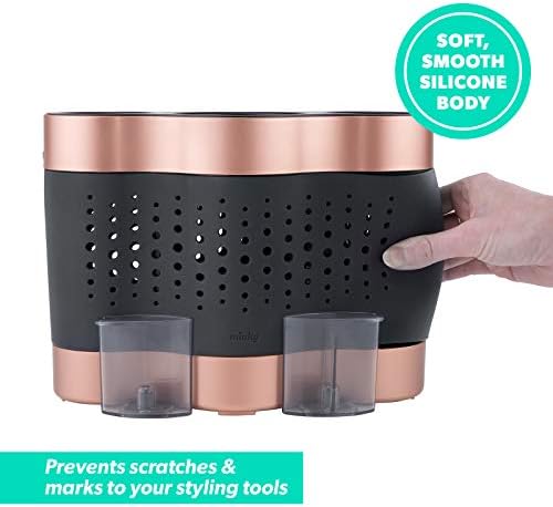 Minky Styling Dock - Silicone Mat Hair Tool Storage, Hair Dryer Holder Organiser - Rose Gold and Black - Image 3