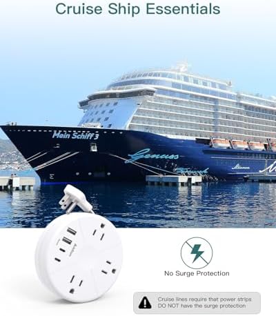 Travel Power Strip - Cruise Ship Essentials with 3ft Retractable Cord - Image 5