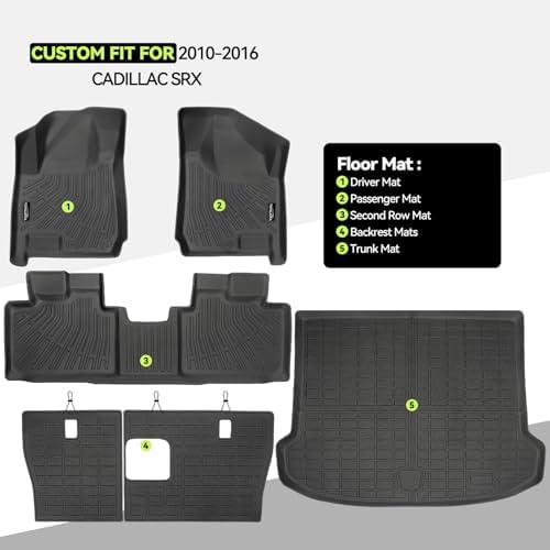 All Weather TPE Floor Mat Set for 2010-2016 Cadillac SRX - Image 2