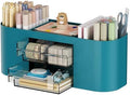 Marbrasse Pen Holder for Desk with 3 Drawers, Multi-Functional Pencil Holder, Desk Organizers and Accessories with 7 Compartments for Home, School, Classroom (Dark Green) by Marbrasse