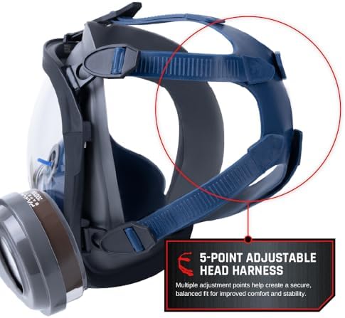 Parcil Distribution Full Face Respirator Mask - Air Purifying, Organic Vapor & Particulate - Industrial Use - CE Tested - Image 2