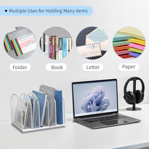 Gawerk 5-Section Vertical Desktop Organizer, 6-Section Mesh File Folder Stand Sorter for Office Home Classroom Organization - Image 6