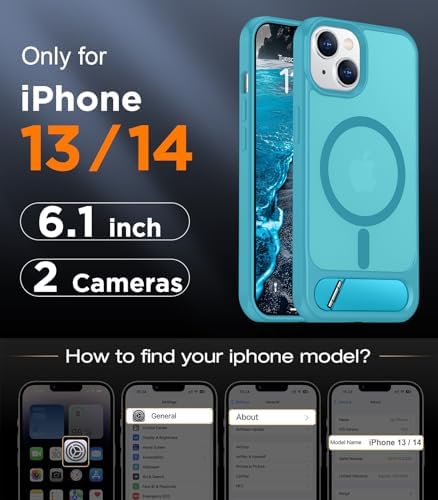 Temdan Magnetic Compatible with iPhone 14 Case/iPhone 13 Case,[Built-in Invisible Kickstand][Compatible with MagSafe][Military Grade Shockproof] Slim Translucent Matte Phone Case for iPhone 14/13 6.1" - Image 2