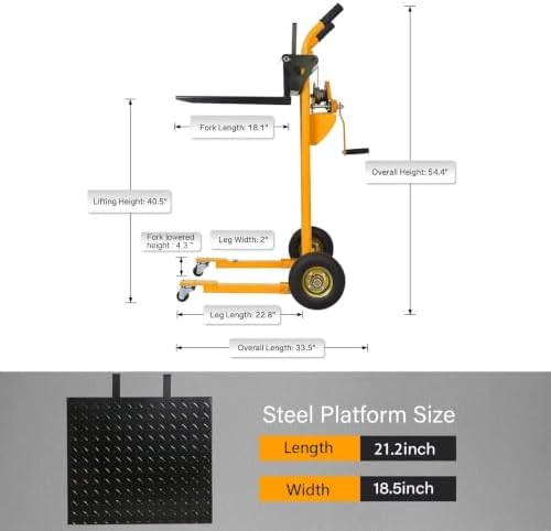 APOLLOLIFT Material Lift Winch Stacker, 330lbs Cap. 40.5" Lifting Height - Image 2