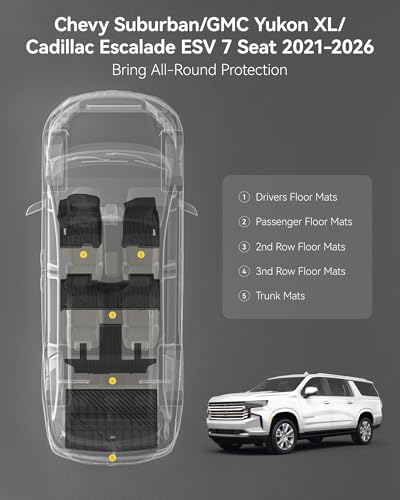 3W Floor Mats & Cargo Liner for 2021-2026 Chevy Suburban - Image 3
