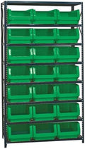 Quantum MSU-532GN Heavy-Duty Modular Magnum Steel Shelving Storage Rack Unit for Manufacturing Healthcare Distribution | (8) Shelves; (21) QMS532 Green Bins | 42"W x 18"D x 75"H, Gray, Carbon Steel by QuantumStorageSystems