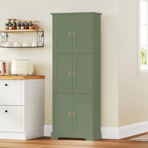 ChooChoo 63.2" Tall Bathroom Storage Cabinet with 6 Doors - Image 7