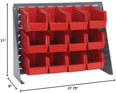 Quantum Storage Systems QBR-2721-230-12RD Ultra Bin Complete Bench Rack Package with 12 Ultra Bins, 27" x 8" x 21" , Red - Image 2