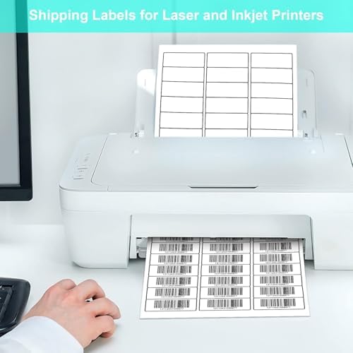 1" X 2-5/8" Address Labels 30 Per Sheet Sticker Paper for Laser and Inkjet Printers, 8.5"×11" White- 6000 Labels - Image 3