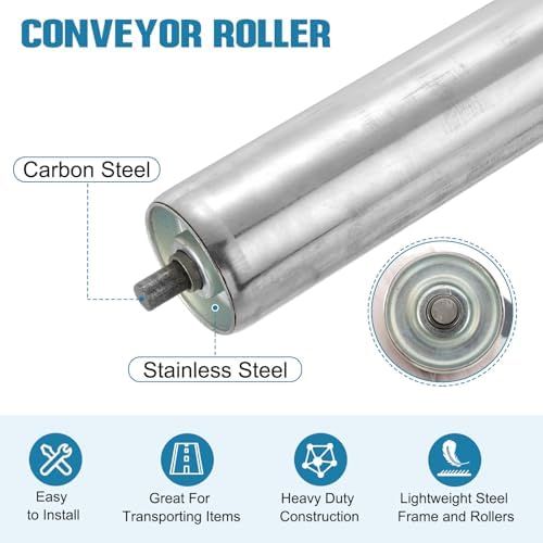 MECCANIXITY Stainless Steel Conveyor Roller 3" Diameter 16" Length Gravity Transmission Replacement Part Galvanized End (Silver) - Image 3