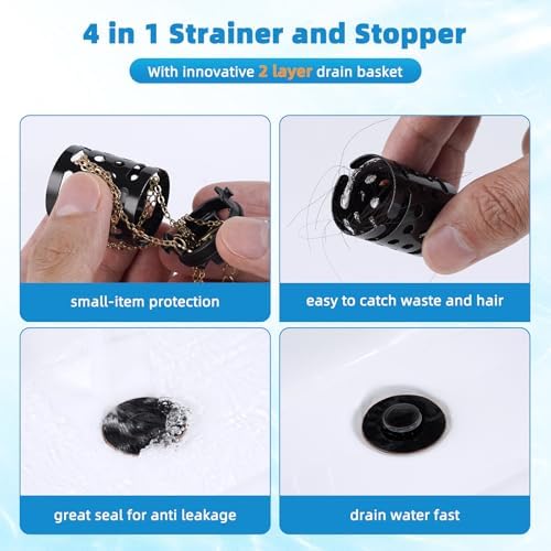 2PCS Universal Bathroom Sink Drain Strainer Hair Catcher, Oil Rubbed Bronze - Image 4