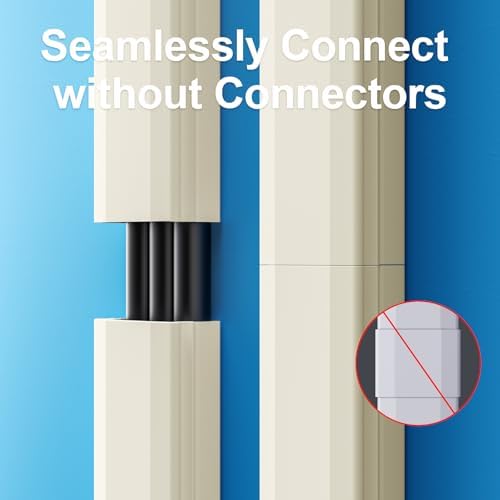 Yecaye TV Cord Hider, 42in Cord Cover Wall Mounted, W1.18in H0.6in, Beige - Image 5